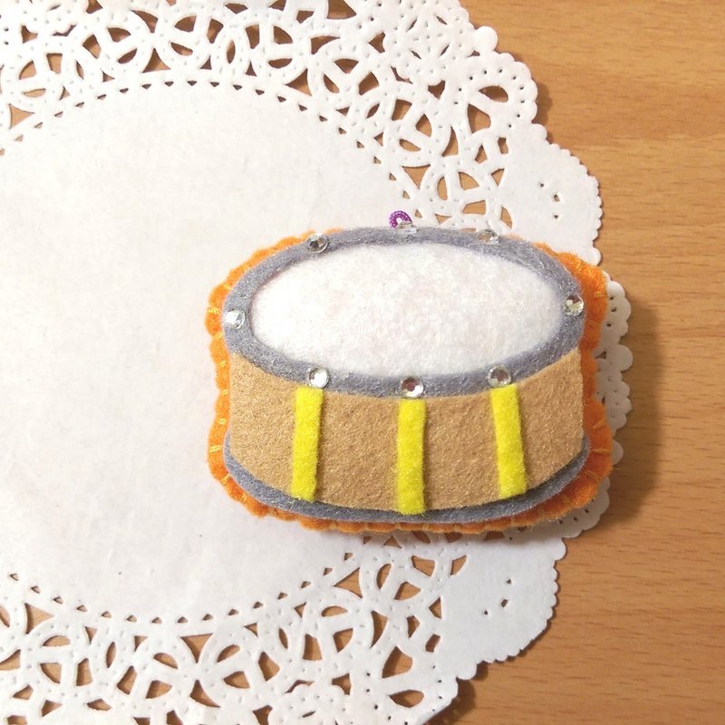 (出清)小鼓不织布吊饰/钥匙圈(橘色) - 吊饰 - 其他材质 橘色