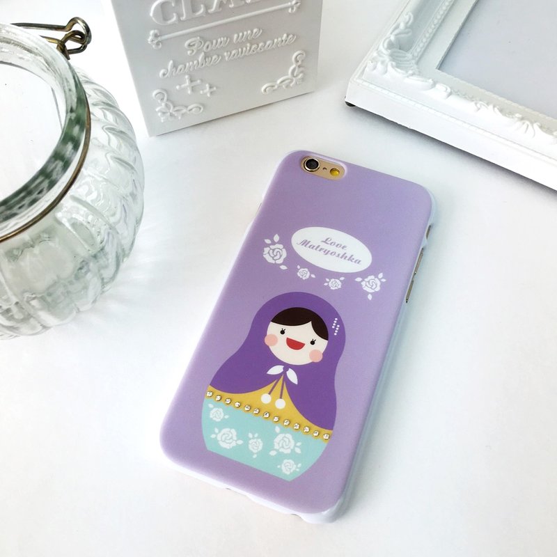 香港原创设计 Swarovski 施华洛水晶 紫色可爱玫瑰花俄罗斯娃娃 iPhone X,  iPhone 8,  iPhone 8 Plus, iPhone 7, iPhone 7 Plus, iphone 6/6S , iphone 6/6S PLUS, Samsung Galaxy Note 7 透明手机壳 - 手机壳/手机套 - 塑料 紫色
