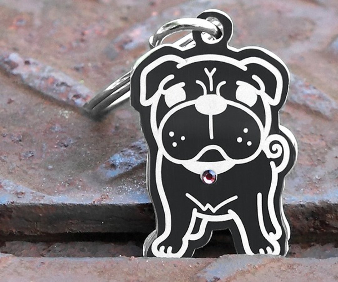 【巴哥犬】‘狗狗形状’专属-定制名牌（6色钻）◆可爱x防走失◆ - 项圈/牵绳 - 其他金属 