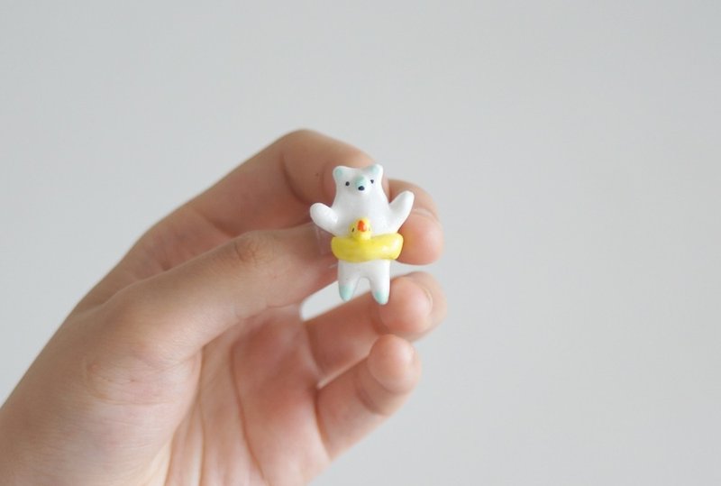 ［独角森林］seabear 北极熊胸针 - 胸针 - 粘土 