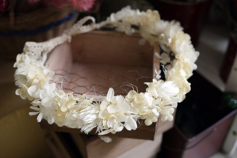 杂集手作zakka乡村风杂货．不凋花之恋．永生花/绣球花花冠头饰(可选色系/小) - 其他 - 植物．花 粉红色