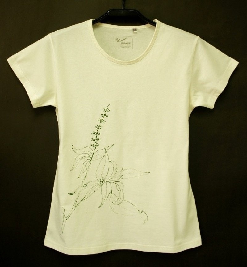 冶绿有机棉【食草文集】九层塔&山葡萄 女版 短袖 - 女装 T 恤 - 棉．麻 卡其色