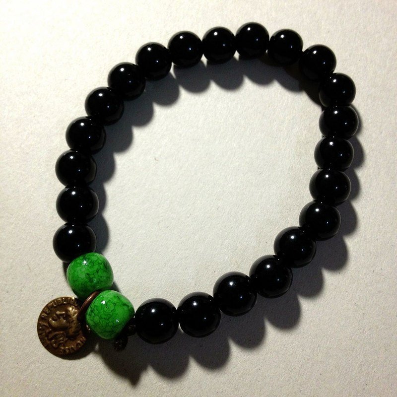 ►谁说珠珠不能很帅气◄绿绿水染钱币 - 手链/手环 - 其他材质 黑色