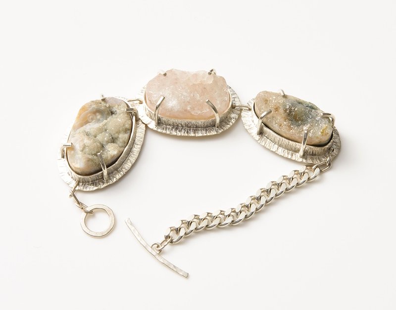 CB12 (Druzy Ocean Jasper) - 手链/手环 - 其他金属 灰色