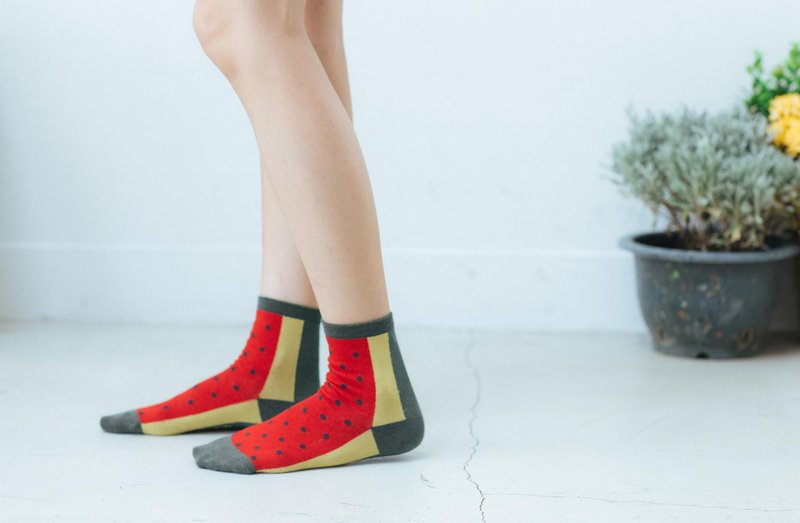 ◤凤林西瓜 ◤ 台湾水果系列_ NAKID SOCKS_袜子_短袜 - 袜子 - 其他材质 绿色