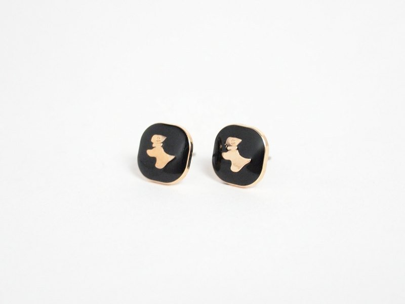 Circle dot 雪纳瑞 00032  - 耳环/耳夹 - 其他金属 黑色