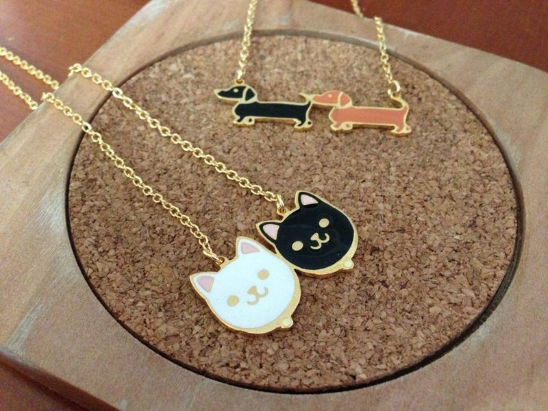 福气猫好朋友 手作短链 - 项链 - 其他金属 