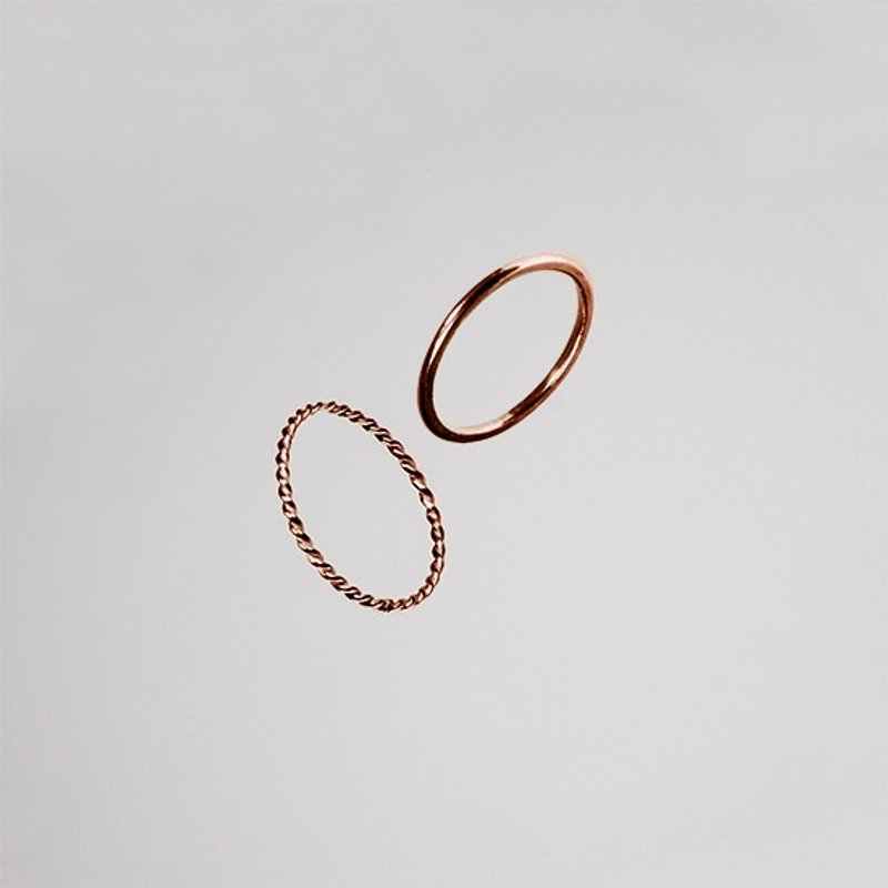 线戒组合 纯银镀粉金 - 戒指 - 其他金属 粉红色