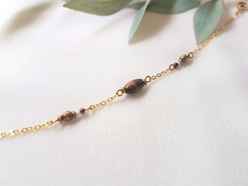 北欧风 朴质 木质珠 串链 手链 - 手链/手环 - 木头 咖啡色