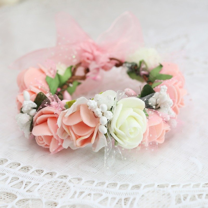 璎珞时尚*手作珠宝捧花*婚礼小物*定制订作*花环.手腕花组合 - 发饰 - 塑料 