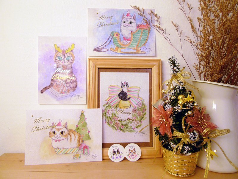 Andrea Cat-富丽街的猫圣诞节明信片组 - 卡片/明信片 - 纸 多色