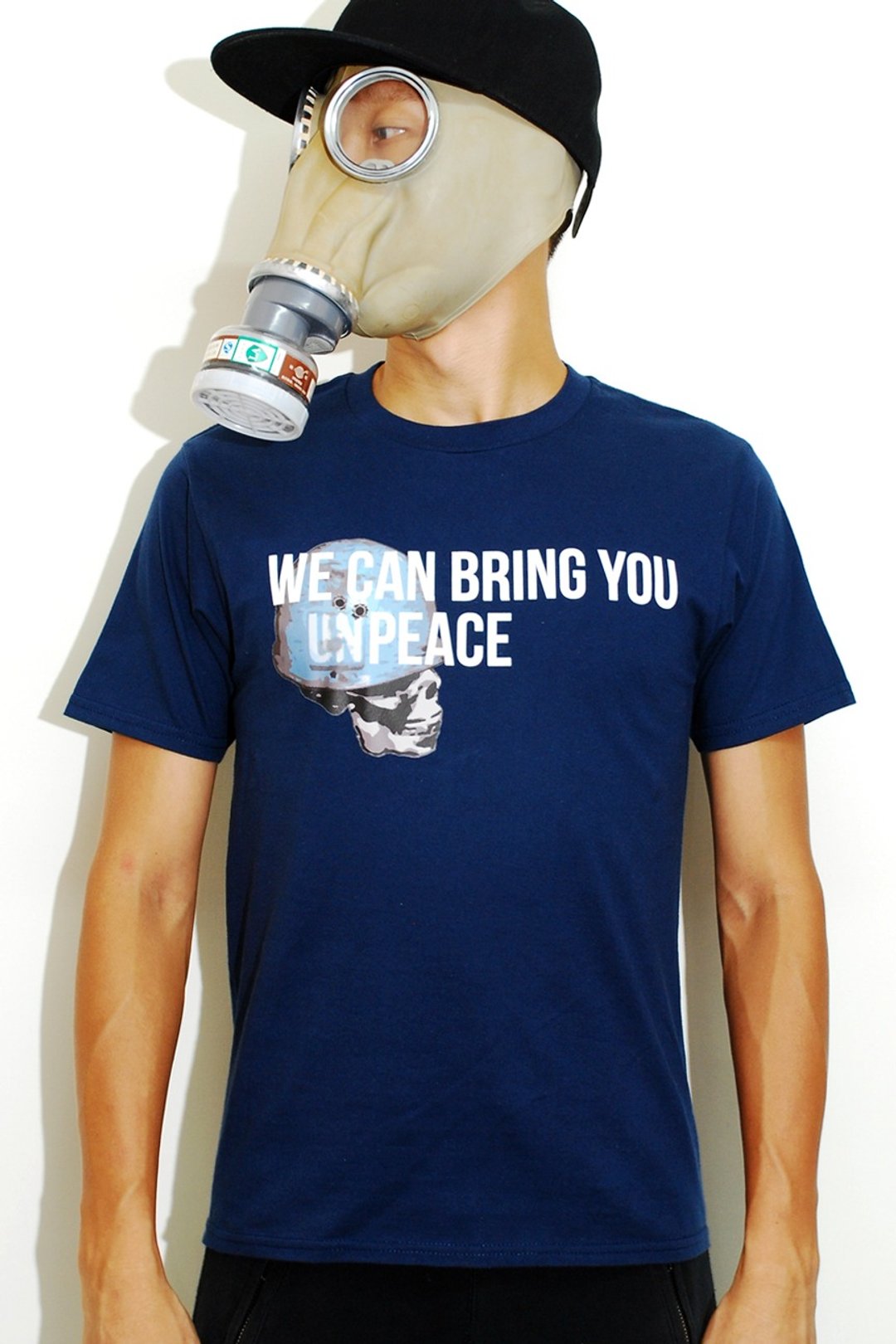 We Can Bring You "un"Peace 100%纯棉宝蓝色T恤 (SmogUp) - 中性连帽卫衣/T 恤 - 棉 蓝色