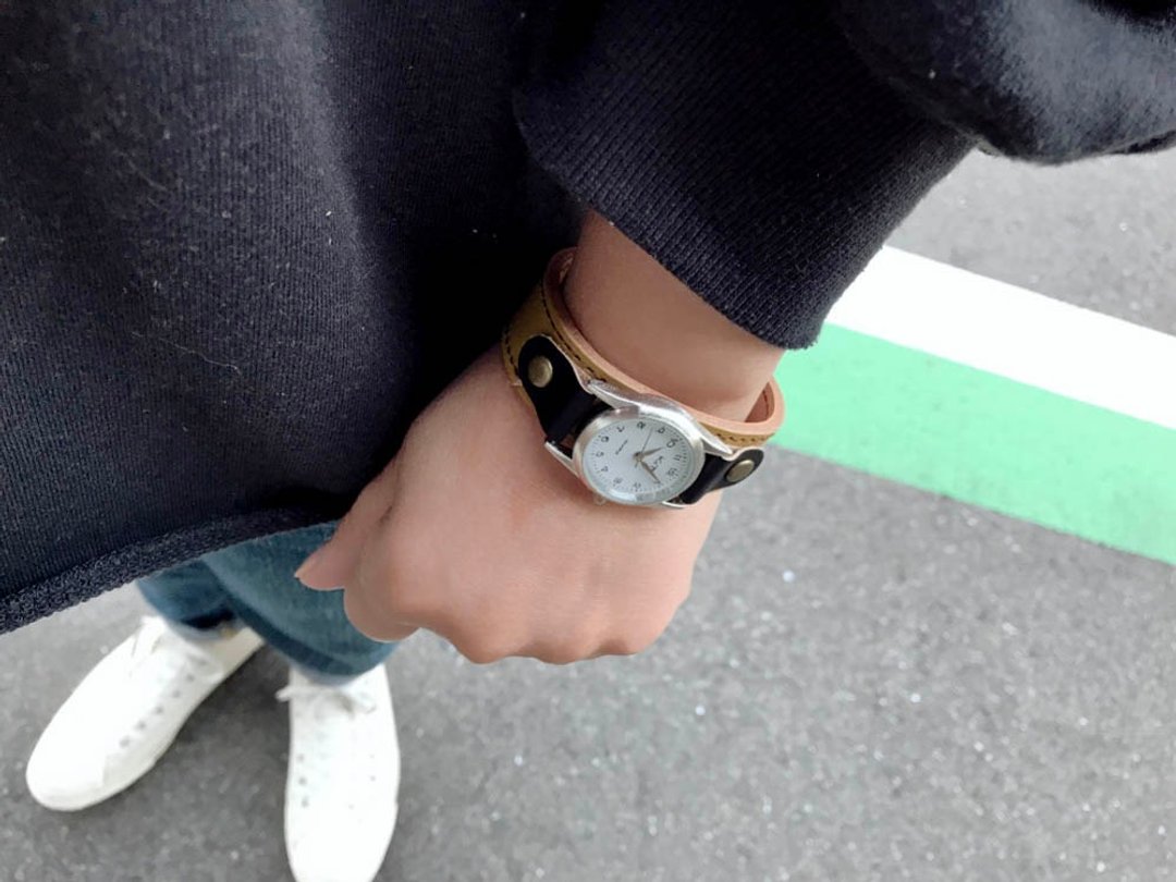 STITCH Winter casual color stitch run watch Unisex SRW-OWK-BA - 女表 - 真皮 绿色