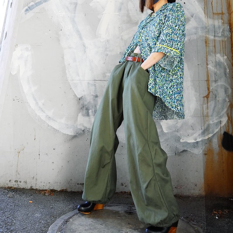 伞兵裤・棉麻帆布 - 中性裤装 - 棉．麻 绿色