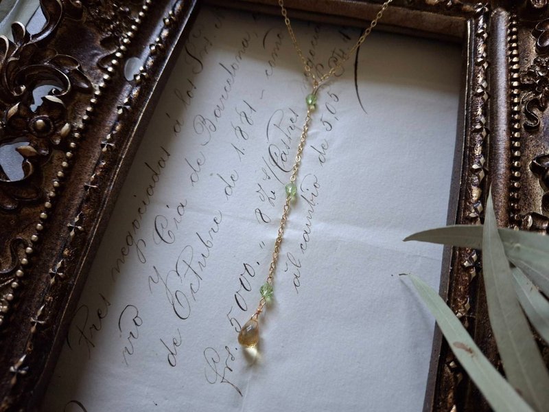 i sea you 天然石－橄榄石、黄水晶 - 项链 - 半宝石 