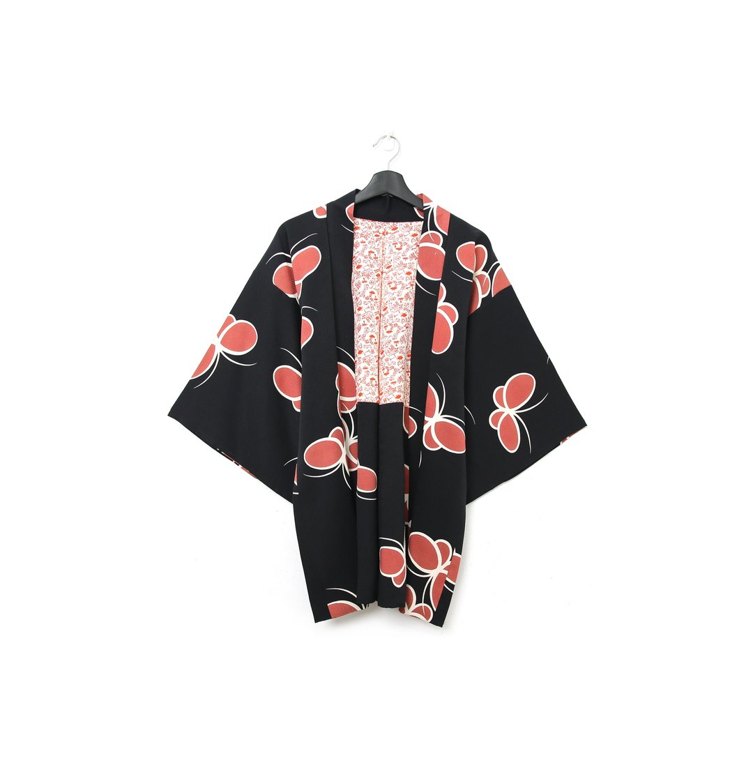 Back to Green-日本带回羽织  珊瑚粉蝴蝶 /vintage kimono - 女装休闲/机能外套 - 丝．绢 