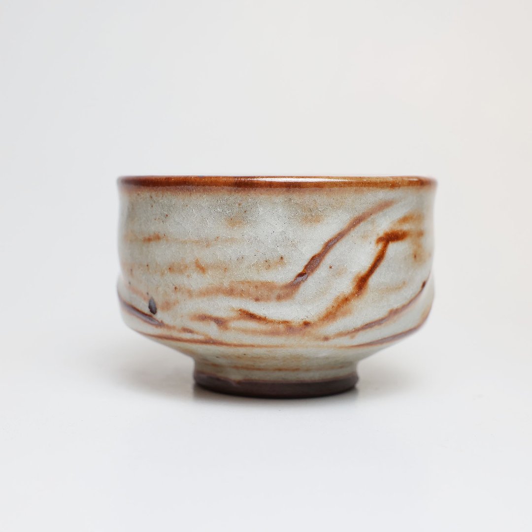 明芽窑 l 柴烧飞指志野金彩茶碗 - 茶具/茶杯 - 陶 橘色