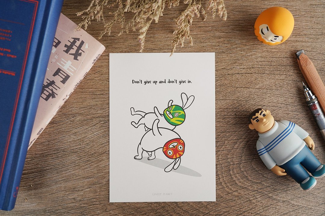 Lovely Planet 兔子明信片 l 摔角兔兔 - 卡片/明信片 - 纸 白色