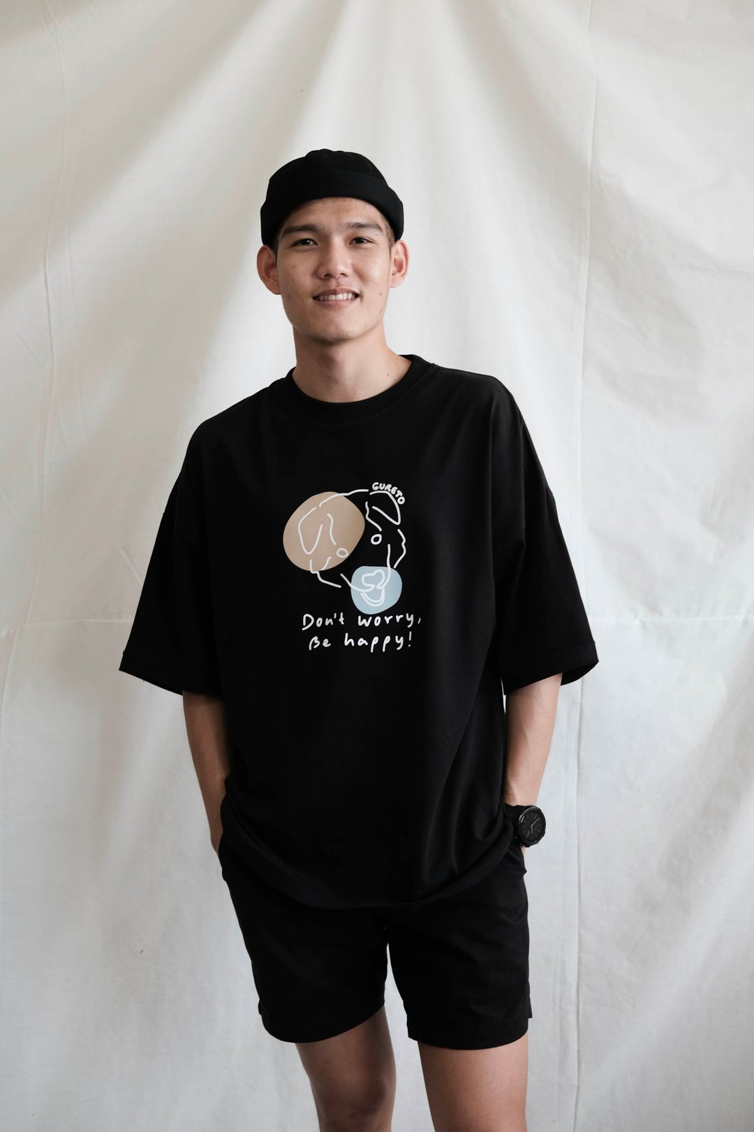 GURETO t-shirt : Dog (Black) - 男装上衣/T 恤 - 棉 黑色