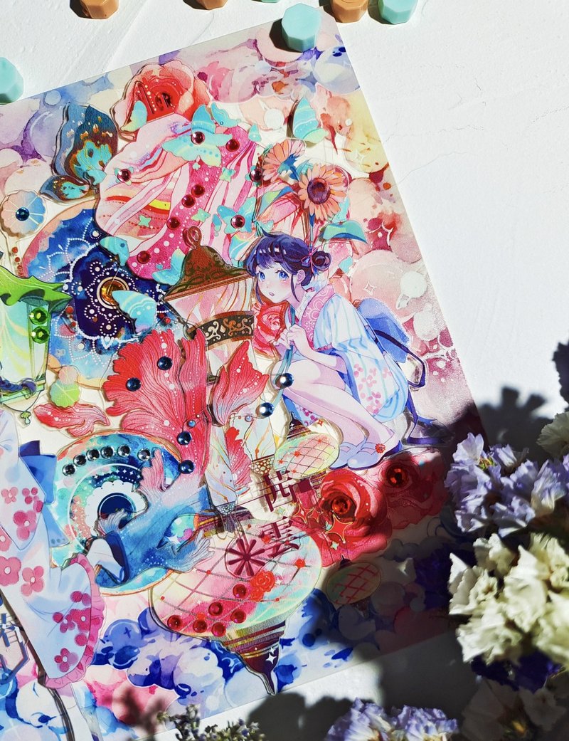 夏物语 和風少女 (含日文字素) PET 和紙膠帶 10米卷 台灣製 - 纸胶带 - 其他材质 多色