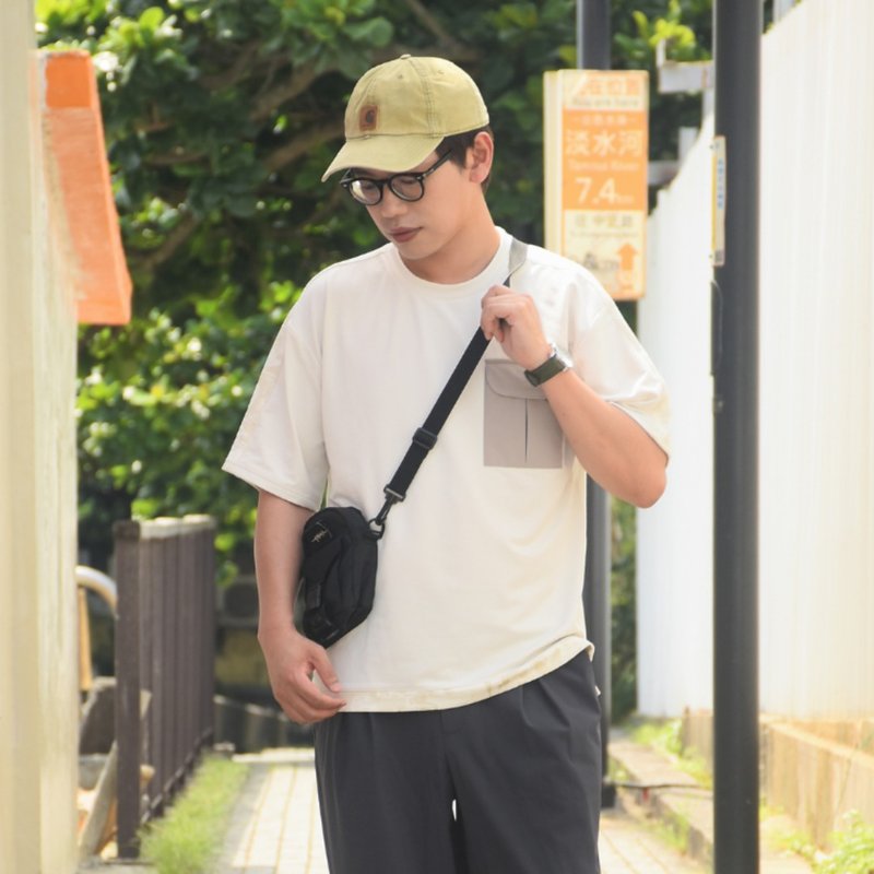怀特缇花口袋拼接T恤(TCool凉感透气) - 男装上衣/T 恤 - 其他材质 白色