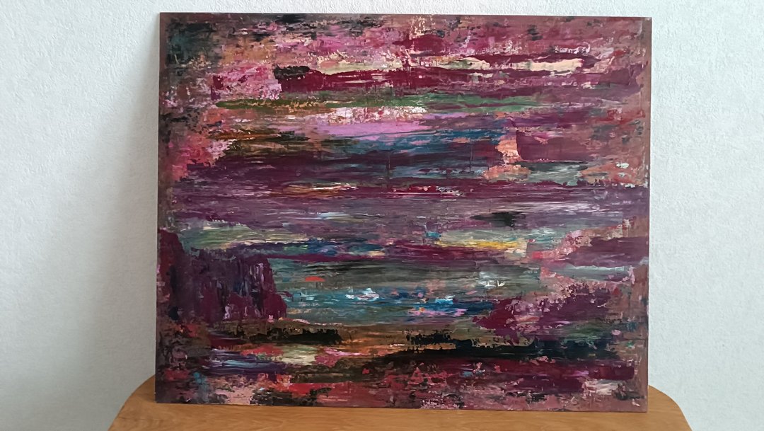 原始油画 - 如何取得胜利 40x50 厘米，奥加利特油画 - 墙贴/壁贴 - 其他材质 红色