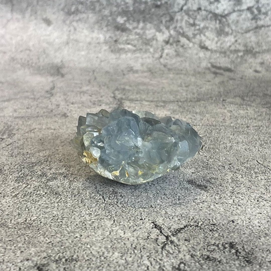 水晶簇- 天青石原矿 蛋形 办公室疗愈微景观 设备摆饰 一物一图 - 摆饰 - 宝石 蓝色