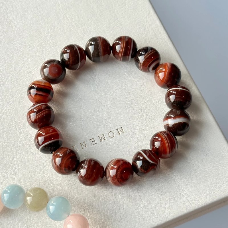 花纹 缟玛瑙 天然手链手串 - 手链/手环 - 半宝石 咖啡色