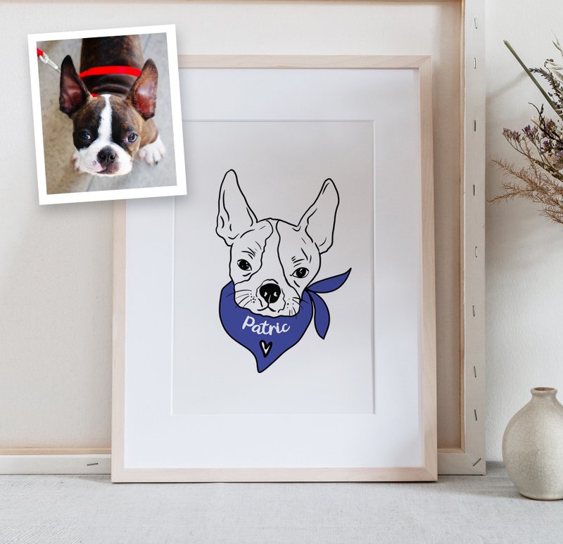 Custom dog portrait (DIGITAL FILE)  Funny handdrawn pet portrait / Bulldog - 订制画像 - 其他材质 白色