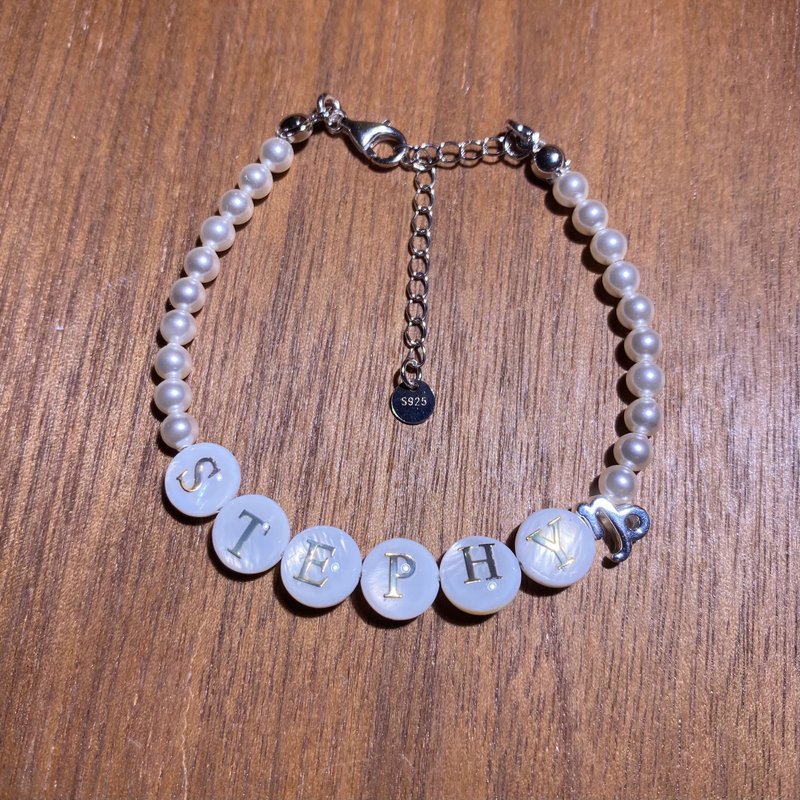 DearBell925纯银星座吊坠 Swarovski珍珠 贝壳字母/数字手链 - 手链/手环 - 纯银 