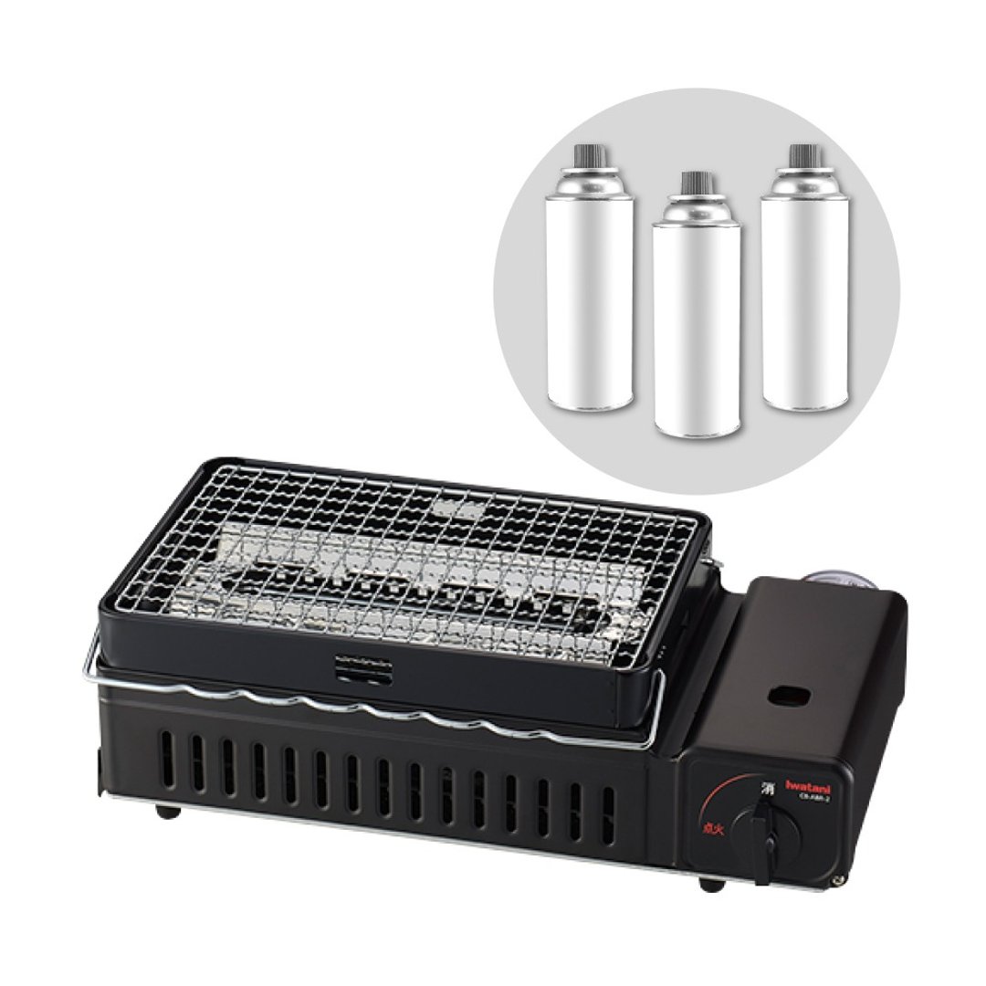 【Iwatani岩谷】新网烤串烧磁式瓦斯烤炉2.3kW-黑-搭赠3入瓦斯罐 - 露营用品 - 其他材质 