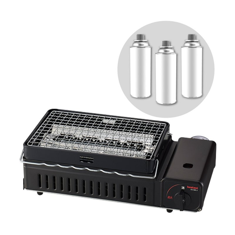 【Iwatani岩谷】新网烤串烧磁式瓦斯烤炉2.3kW-黑-搭赠3入瓦斯罐 - 露营用品 - 其他材质 