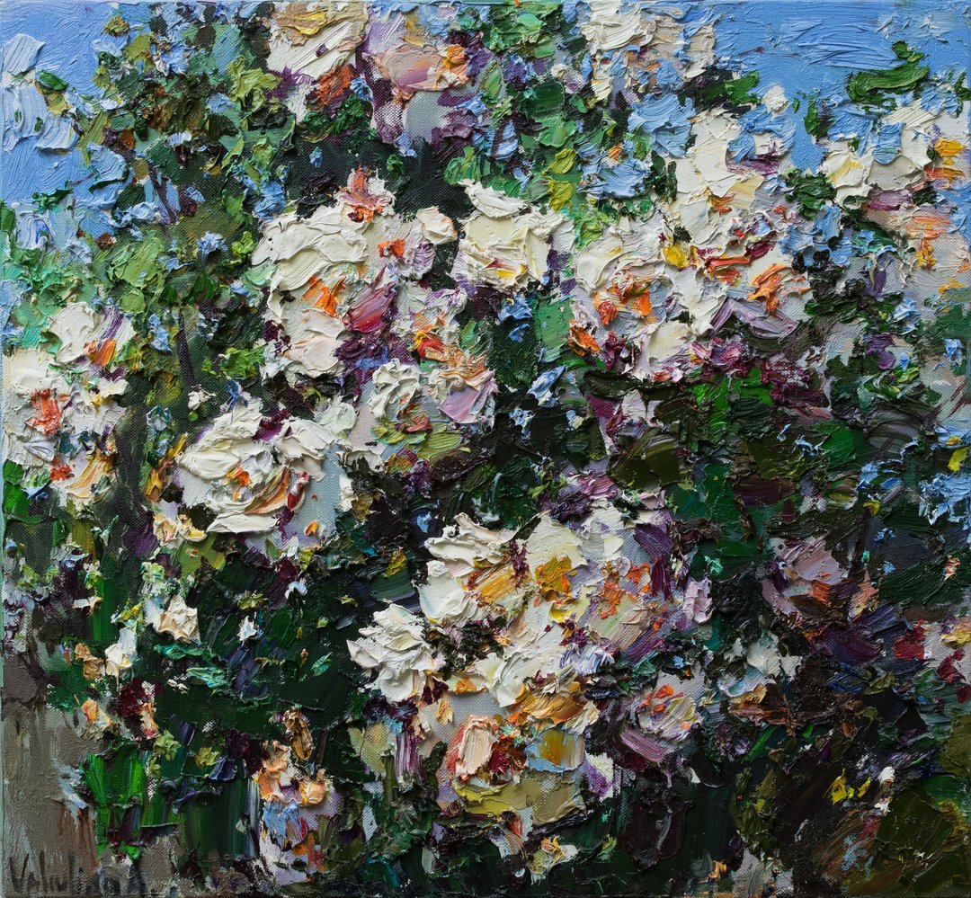 Summer roses Impasto Original oil painting - 海报/装饰画/版画 - 其他材质 多色