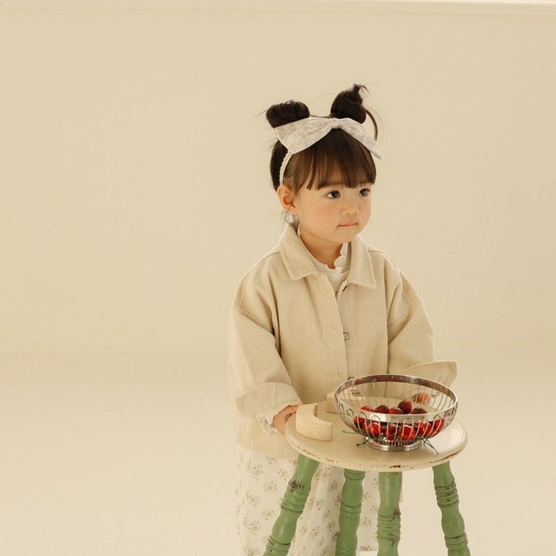 婴儿米色灯芯绒宽松衬衫 - 童装上衣 - 棉．麻 多色