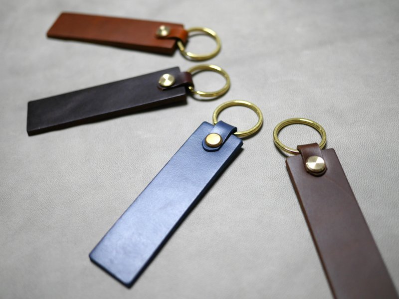 Tsubame - Square黄铜极厚层叠牛皮钥匙圈 可另加购压印服务 浅咖/深咖/深蓝/棕色 - 钥匙链/钥匙包 - 真皮 多色