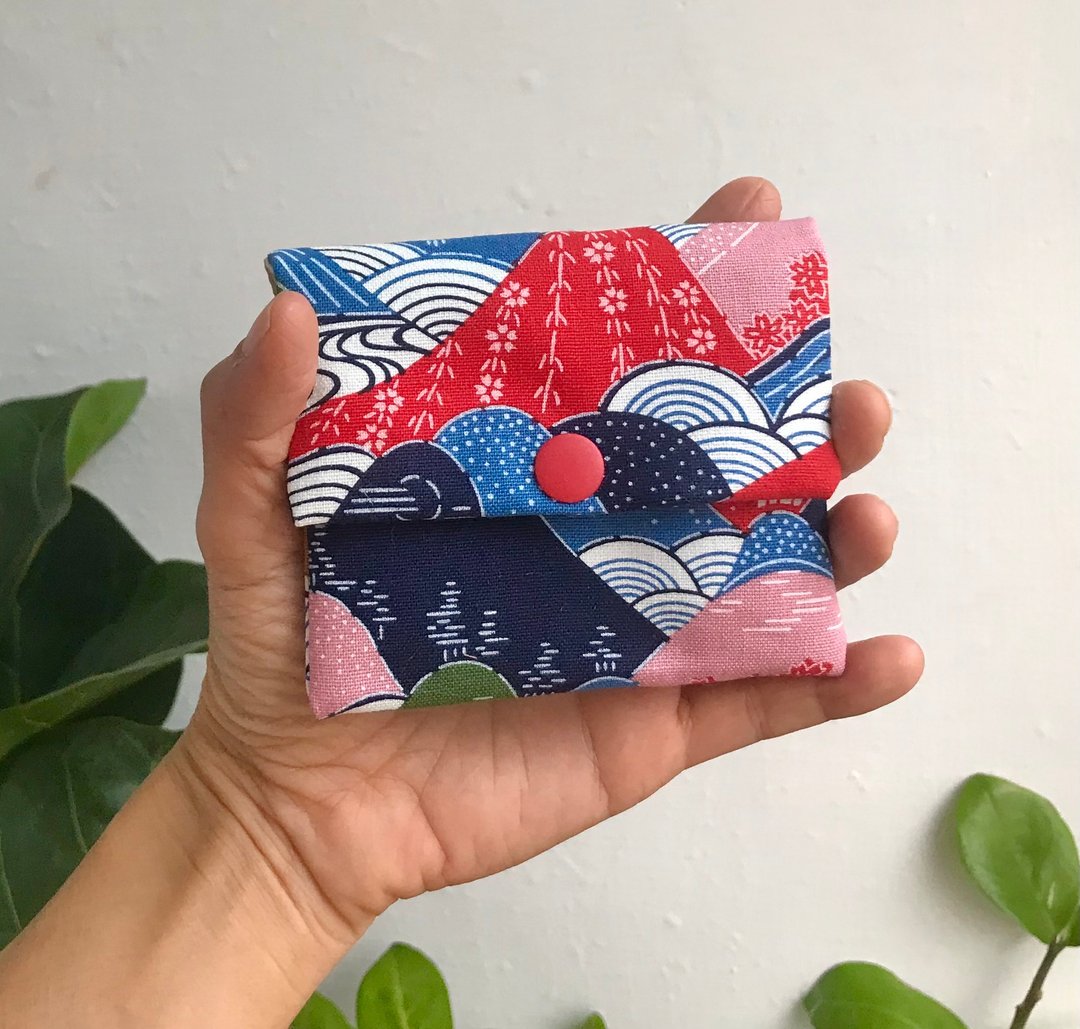 迷你钱包 /口袋钱包/ 短夹 /男女可用 /台湾棉布 和风图案 - 皮夹/钱包 - 棉 黑色