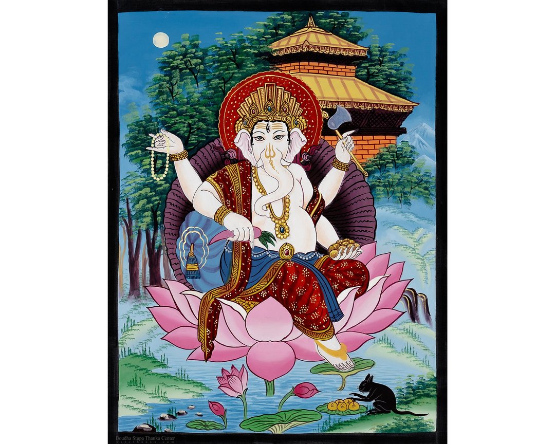 象神曼荼罗 – 智慧、繁荣与神圣祝福的主宰 - 墙贴/壁贴 - 其他材质 多色