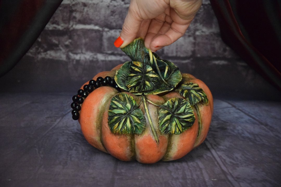 Orange Pumpkin Jewelry Box Handmade - 收纳用品 - 陶 橘色