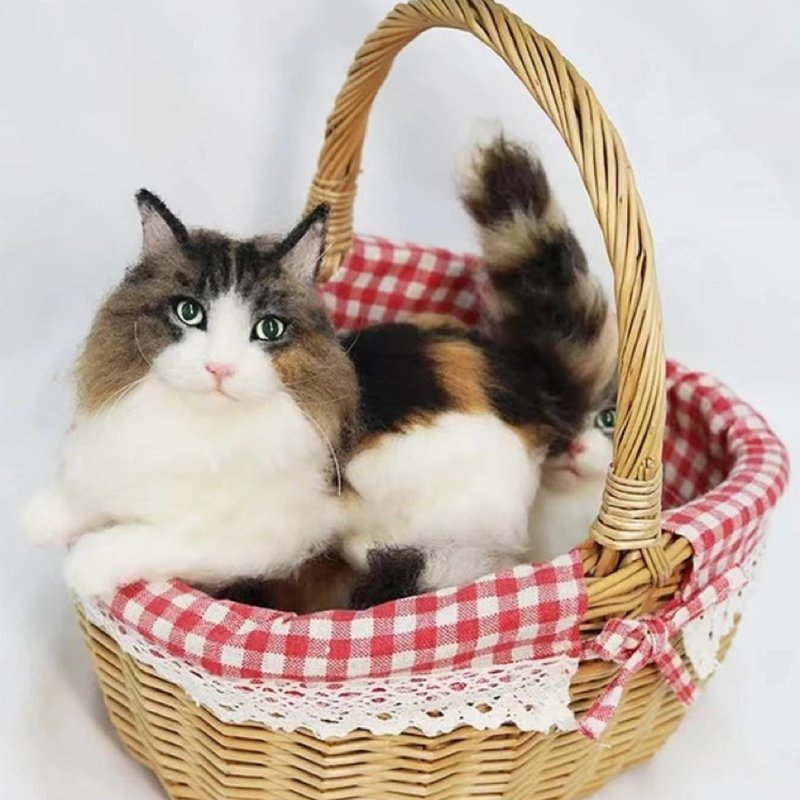 客制化逼真猫 羊毛毡 宠物 娃娃 定制 手工 狗狗猫咪 毛小孩  215 - 玩具 - 羊毛 多色