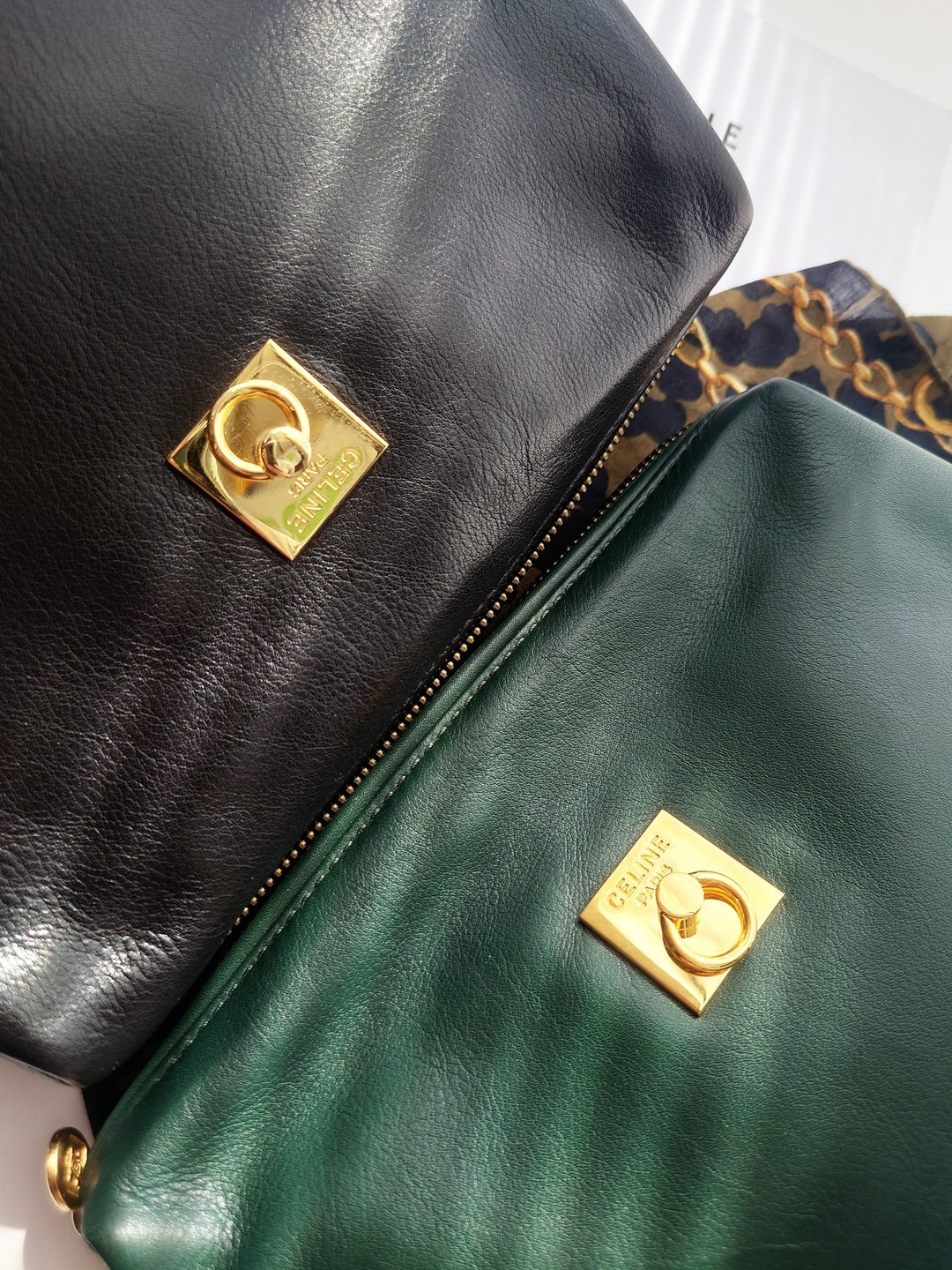 中古包 CELINE 圆环链条包化妆包云朵包斜背包斜挎包手拿包单肩包 - 侧背包/斜挎包 - 真皮 绿色
