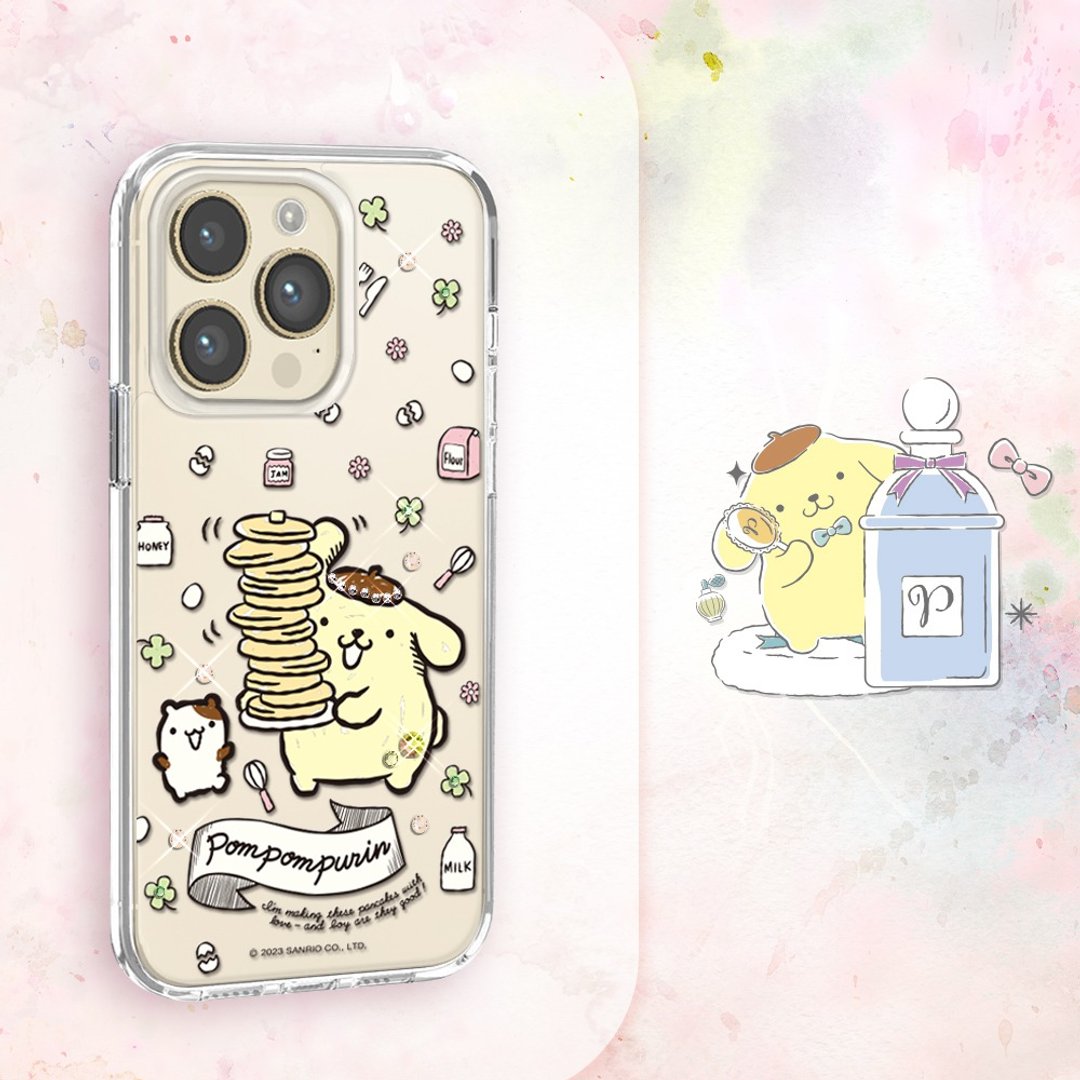 三丽鸥 iPhone 14系列轻薄军规防摔水晶彩钻手机壳-松饼布丁狗 - 手机壳/手机套 - 其他材质 多色
