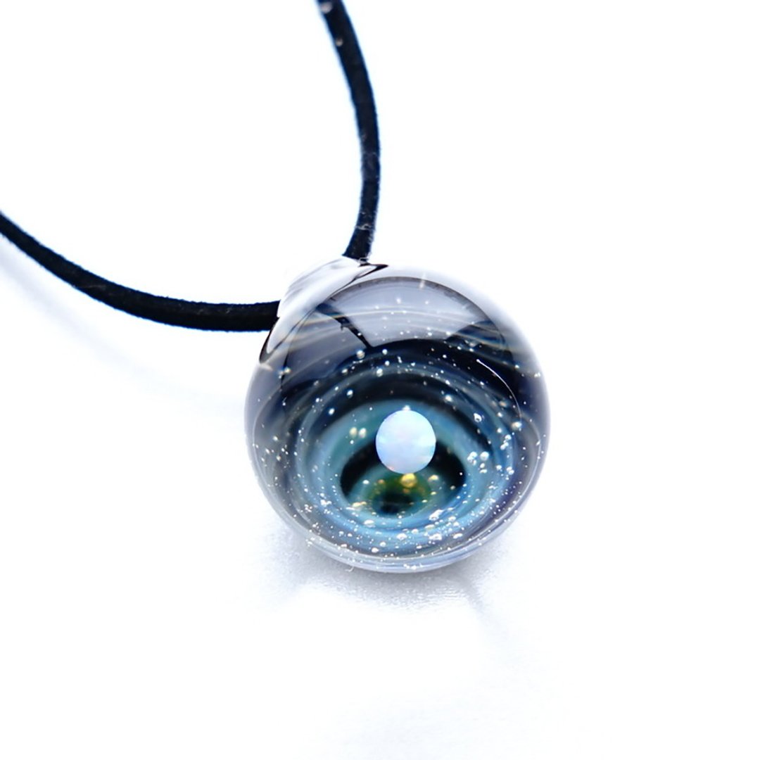 You are the first star. Gold grain ver2 White opal set gold Golden glass pendant Space star 玻璃 Japanese-made Japan Handcrafted free shipping - 项链 - 玻璃 蓝色