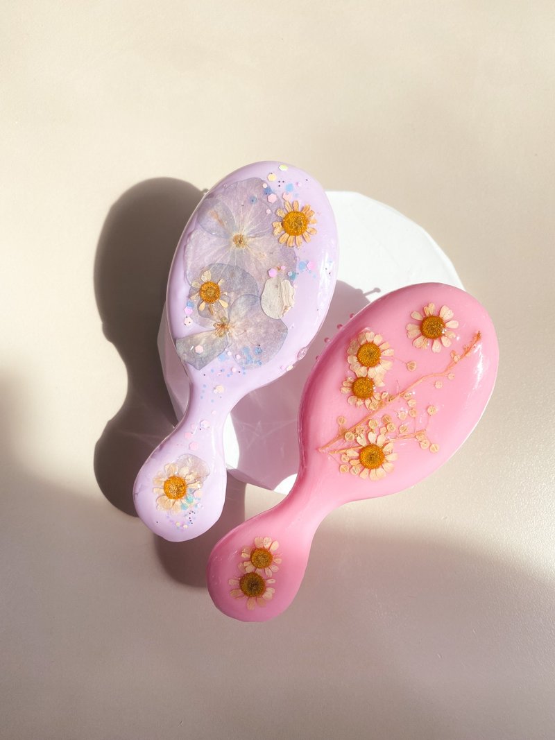 押花气垫小梳 - 干燥花/捧花 - 树脂 粉红色