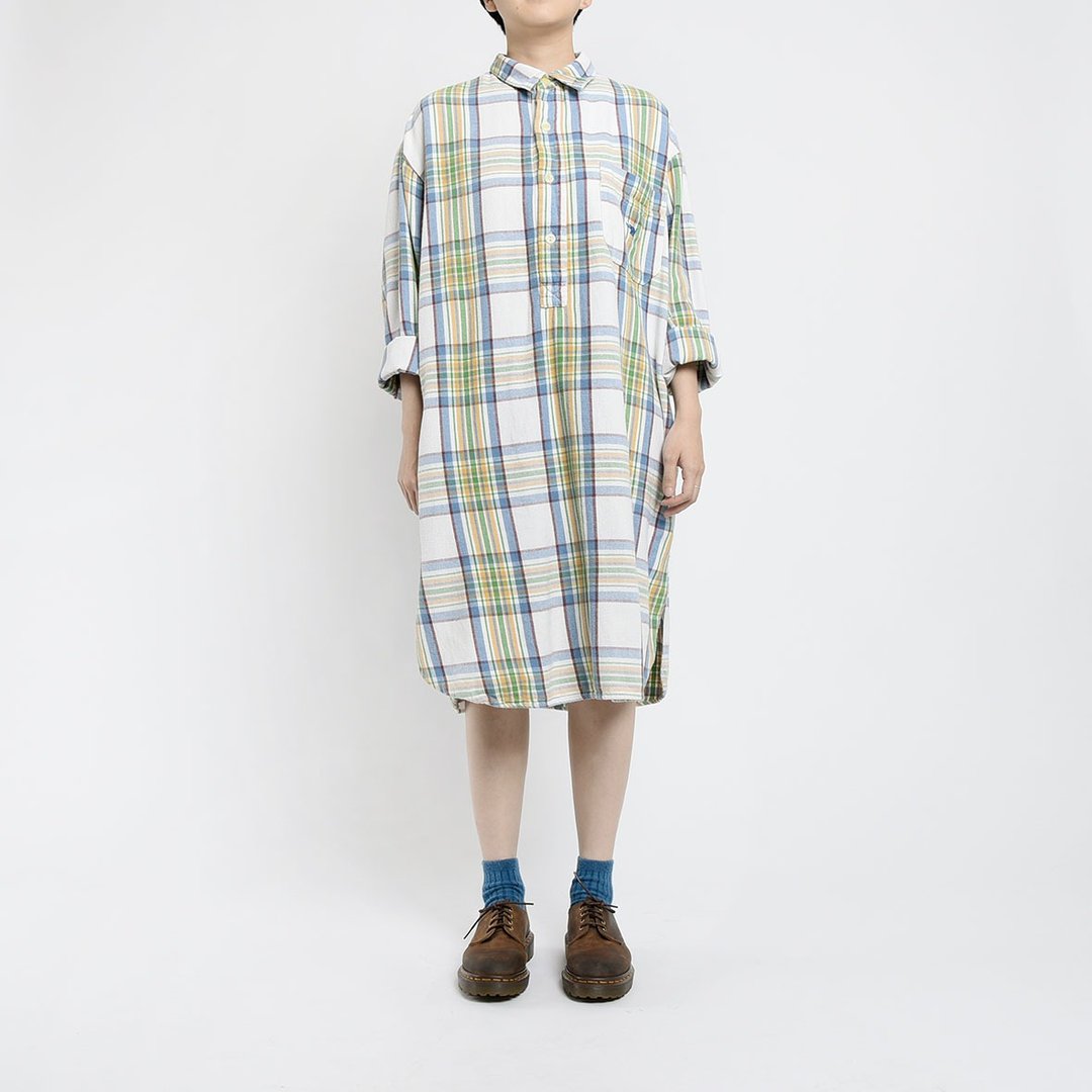 Pullover Shirt 欧洲长版衬衫 / Vintage 古着 - 洋装/连衣裙 - 棉 绿色