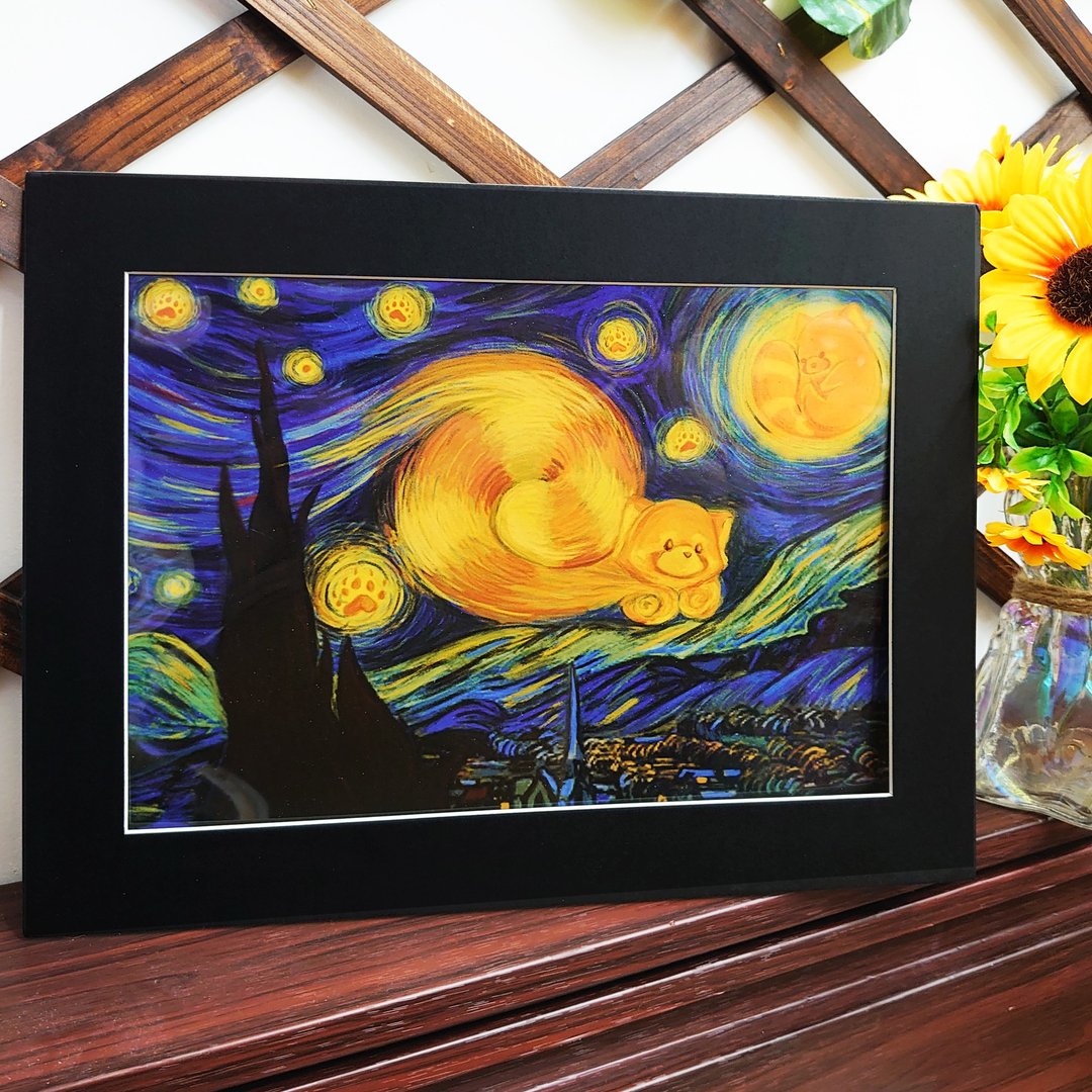 小熊猫博物馆 | 星夜 复制原画连裱框 - 海报/装饰画/版画 - 纸 黑色