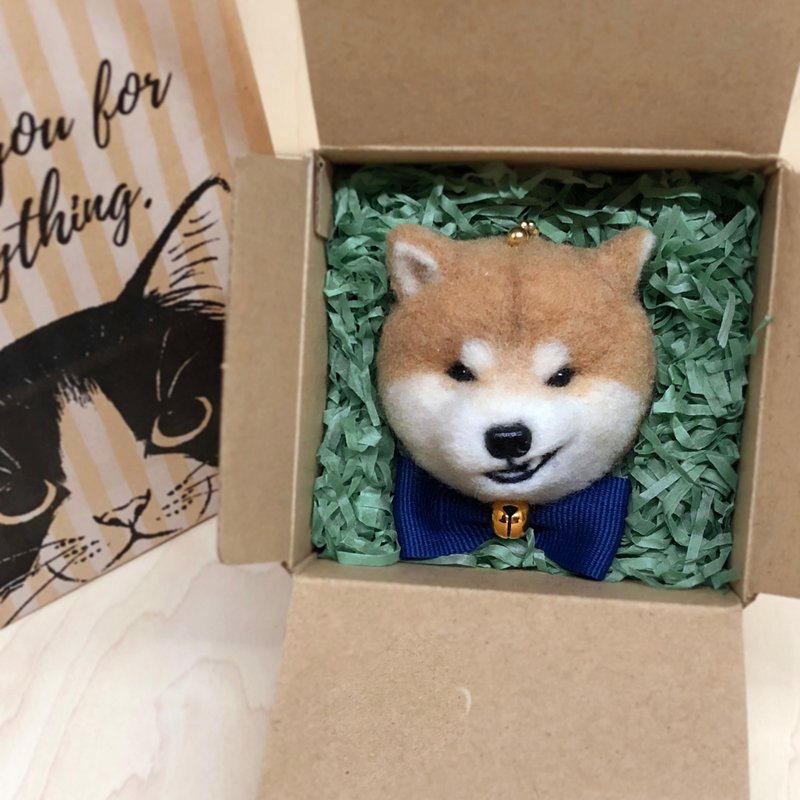 柴犬头吊饰 /啡柴 - 吊饰 - 羊毛 咖啡色
