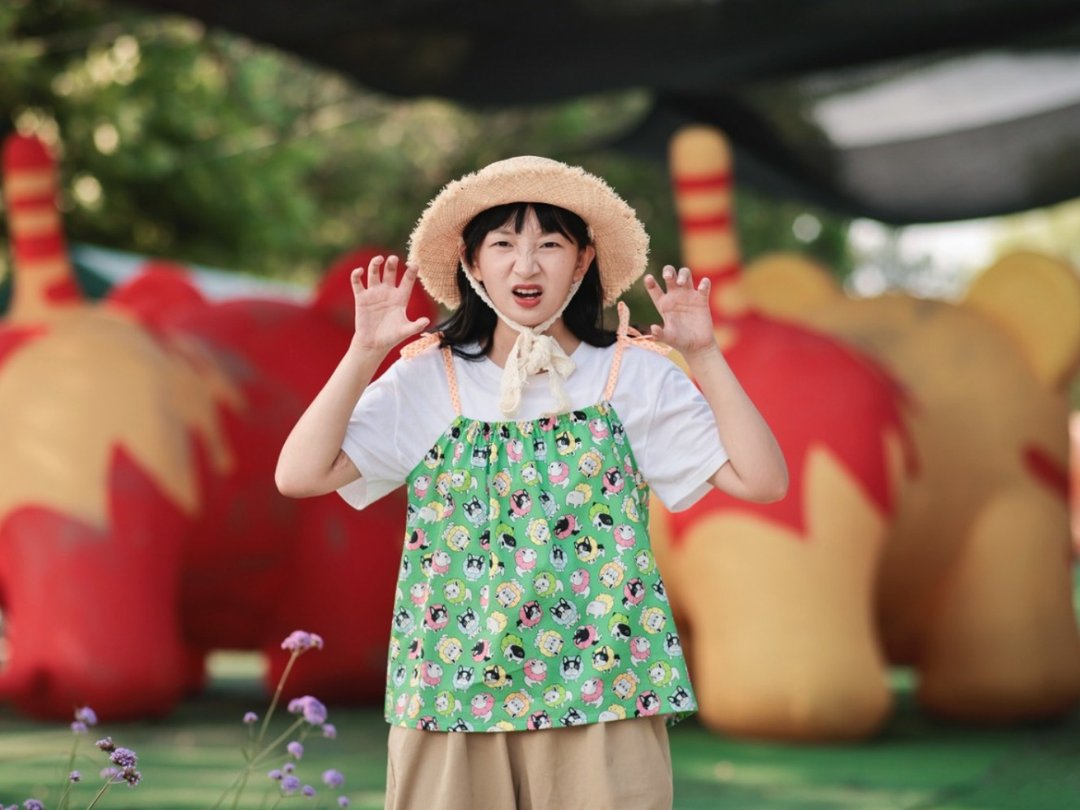 小狗印花 日系田园绿色吊带背心 - 女装背心 - 其他材质 绿色