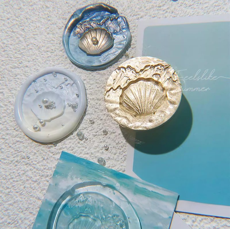 沧海拾贝 火漆封蠟印章 黃銅异形浮雕 DIY手帳素材 - 印章/印台 - 其他金属 金色