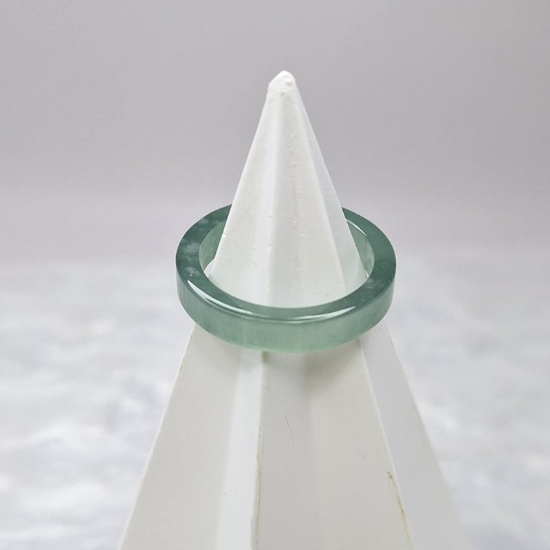 冰种危蓝方戒指 玉戒 国际围近10 内径16.2 | 天然A货翡翠 - 戒指 - 玉石 