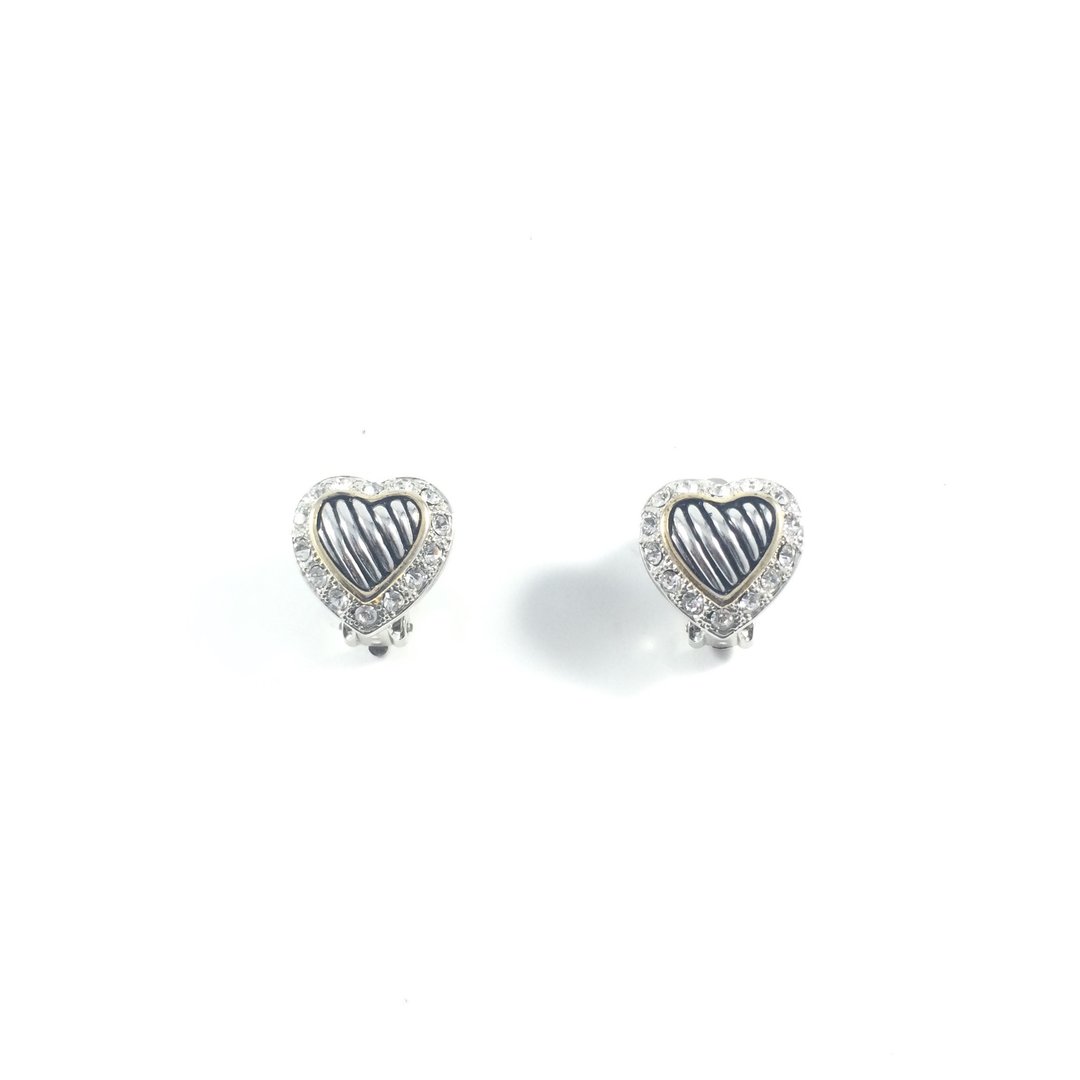 Vintage Heart Earrings - 耳环/耳夹 - 其他金属 银色